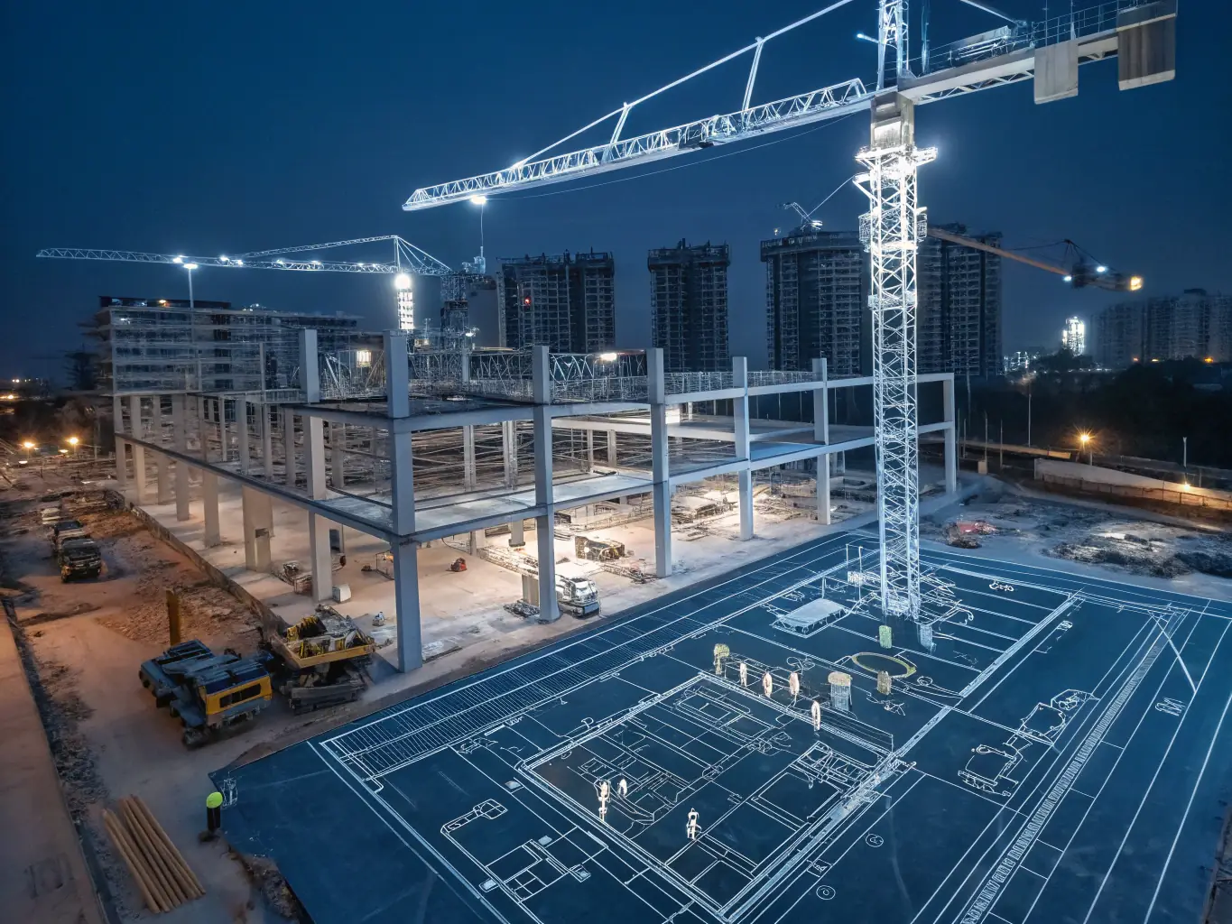 A large steel framework under construction, illustrating structural robustness. The image should convey strength and longevity.